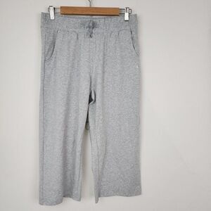 NEW Willit Heather Gray Cotton Cropped Capri Yoga Pants Elastic Waist Womens M